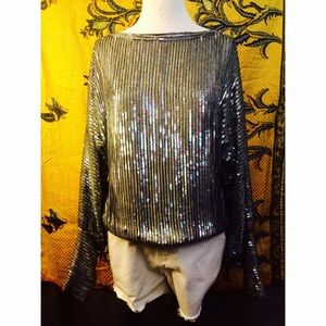 Dazzling 1980s silver sequin top